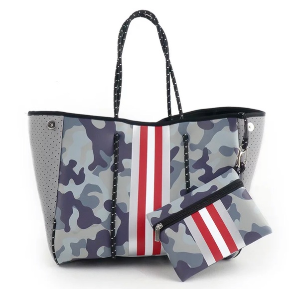 Handbags - Chic Neoprene Tote and Pouch